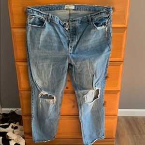 A&F women’s the dad high rise button fly distressed jean